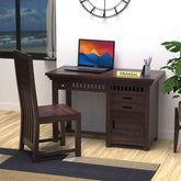 Amer Solid Wood Study Table With Chair For Home (Walnut Finish)